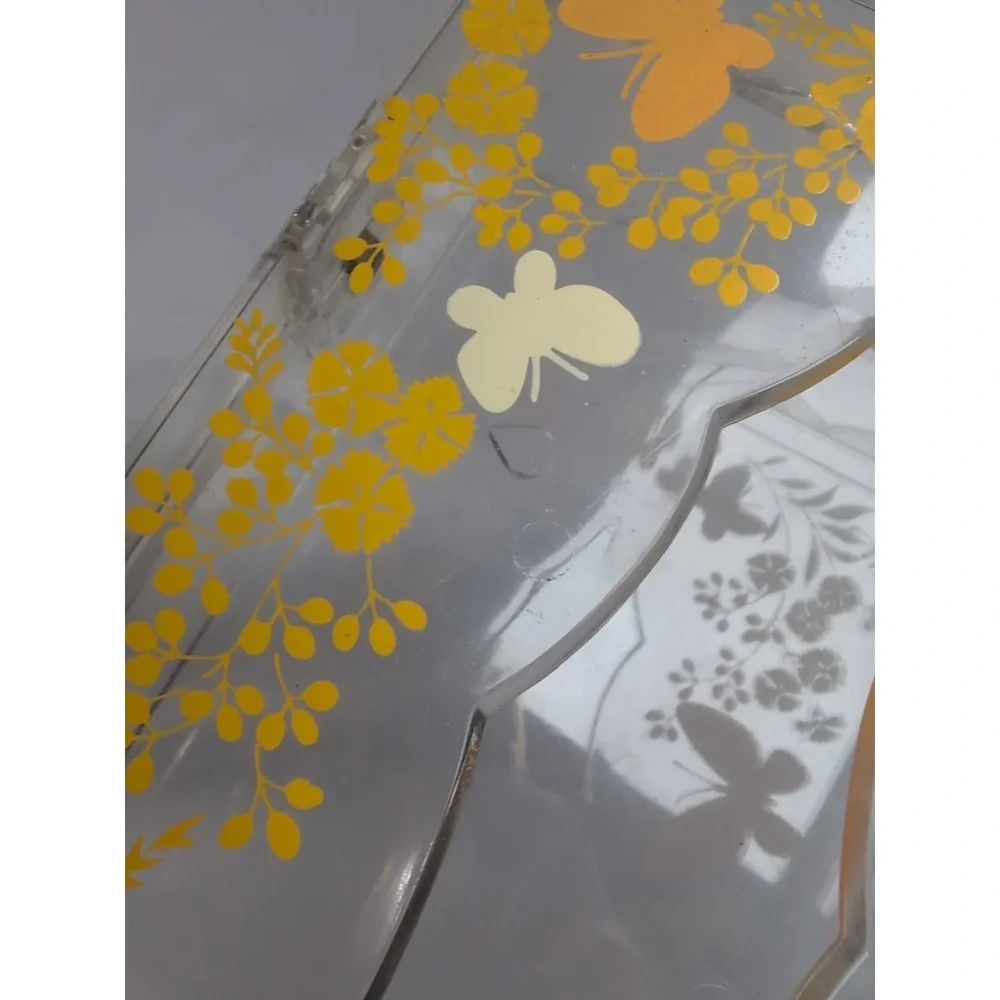 Wolff Acrylic Tissue Box Holder Mount Yellow/Cream Butterflies 10